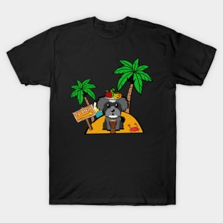 Funny schnauzer is on a deserted island T-Shirt